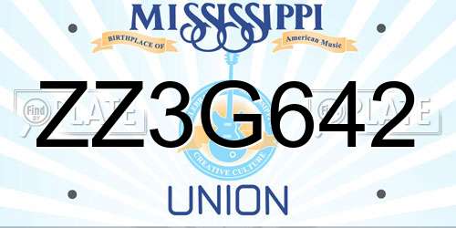 ZZ3G642 Mississippi License Plate