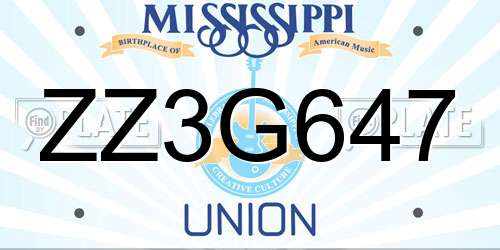ZZ3G647 Mississippi License Plate
