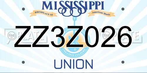 ZZ3Z026 Mississippi License Plate