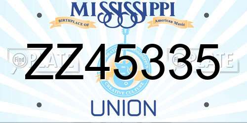 ZZ45335 Mississippi License Plate