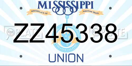 ZZ45338 Mississippi License Plate