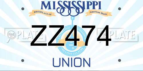 ZZ474 Mississippi License Plate