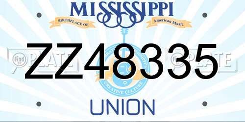 ZZ48335 Mississippi License Plate