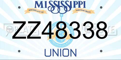 ZZ48338 Mississippi License Plate