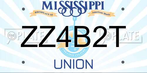 ZZ4B2T Mississippi License Plate