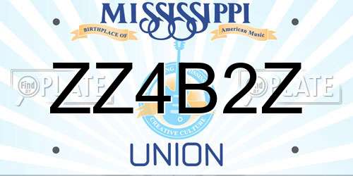 ZZ4B2Z Mississippi License Plate