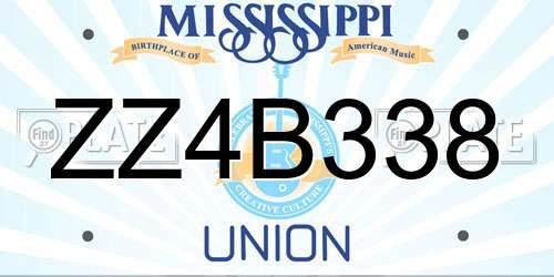 ZZ4B338 Mississippi License Plate