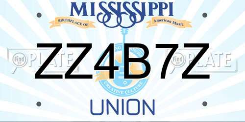 ZZ4B7Z Mississippi License Plate
