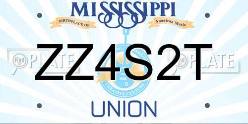 ZZ4S2T Mississippi License Plate