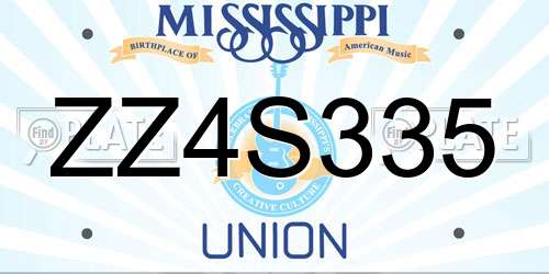 ZZ4S335 Mississippi License Plate
