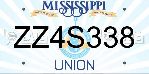 ZZ4S338 Mississippi License Plate