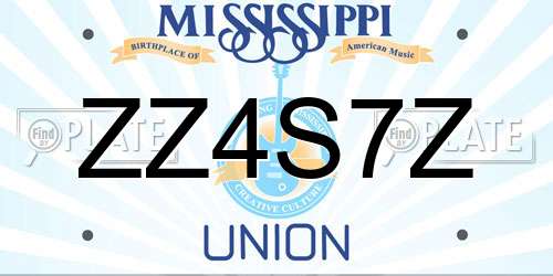 ZZ4S7Z Mississippi License Plate