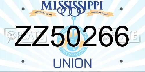 ZZ50266 Mississippi License Plate