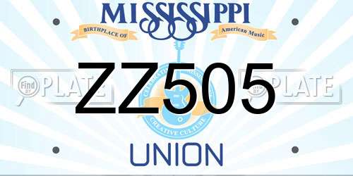 ZZ505 Mississippi License Plate