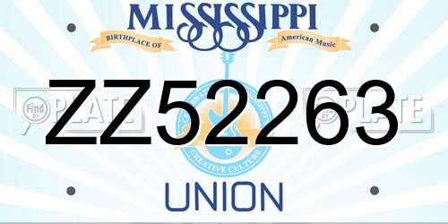 ZZ52263 Mississippi License Plate