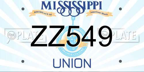 ZZ549 Mississippi License Plate