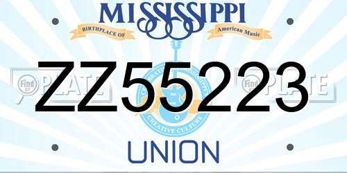 ZZ55223 Mississippi License Plate