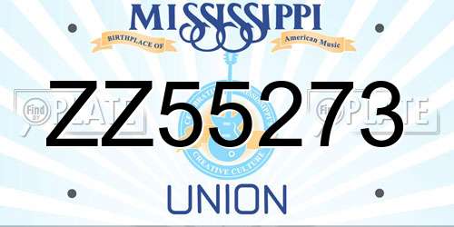 ZZ55273 Mississippi License Plate
