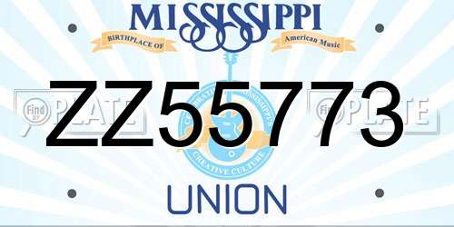 ZZ55773 Mississippi License Plate