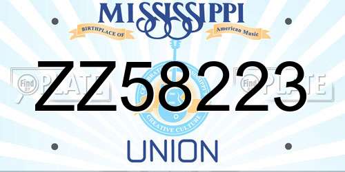 ZZ58223 Mississippi License Plate