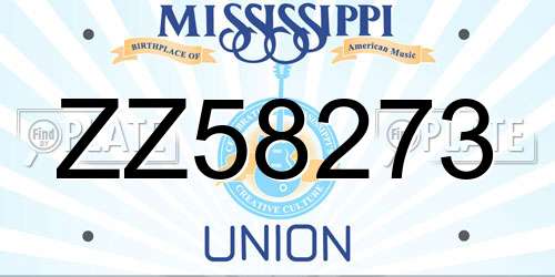 ZZ58273 Mississippi License Plate