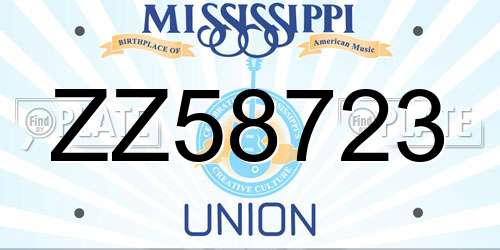 ZZ58723 Mississippi License Plate