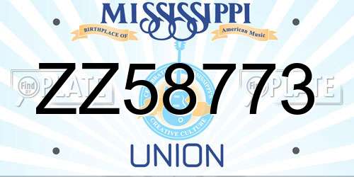 ZZ58773 Mississippi License Plate