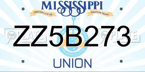 ZZ5B273 Mississippi License Plate