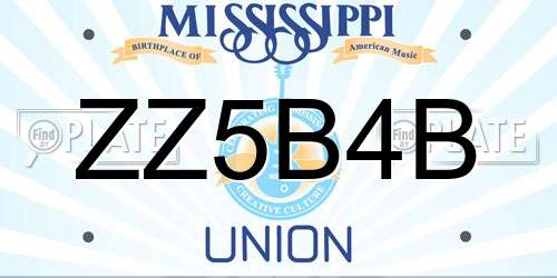 ZZ5B4B Mississippi License Plate