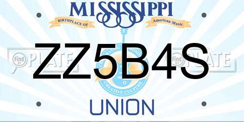 ZZ5B4S Mississippi License Plate