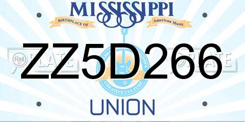 ZZ5D266 Mississippi License Plate