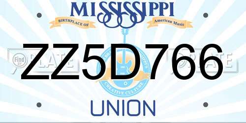 ZZ5D766 Mississippi License Plate