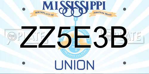 ZZ5E3B Mississippi License Plate
