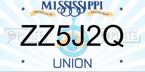 ZZ5J2Q Mississippi License Plate