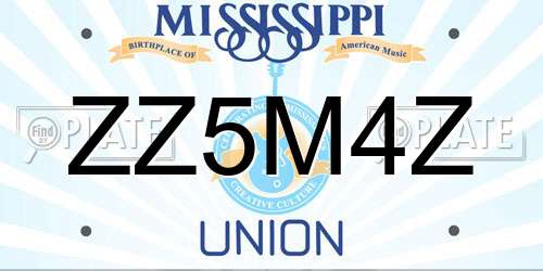 ZZ5M4Z Mississippi License Plate