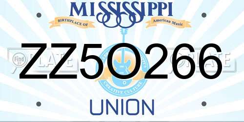 ZZ5O266 Mississippi License Plate