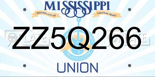ZZ5Q266 Mississippi License Plate