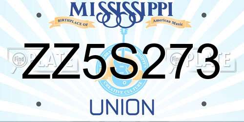 ZZ5S273 Mississippi License Plate