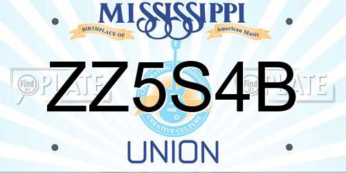ZZ5S4B Mississippi License Plate