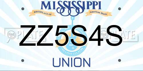 ZZ5S4S Mississippi License Plate