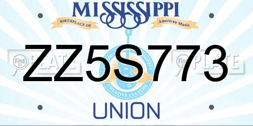 ZZ5S773 Mississippi License Plate
