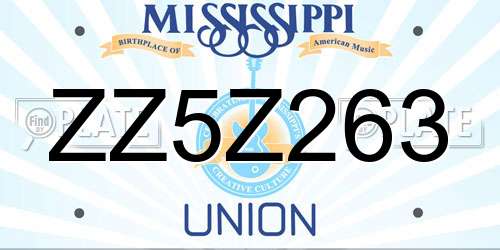 ZZ5Z263 Mississippi License Plate