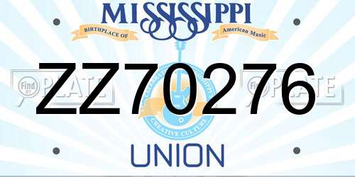 ZZ70276 Mississippi License Plate