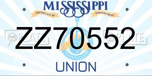 ZZ70552 Mississippi License Plate