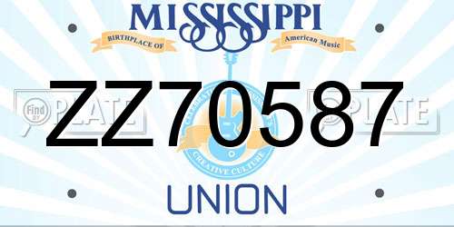 ZZ70587 Mississippi License Plate