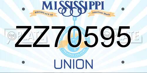 ZZ70595 Mississippi License Plate