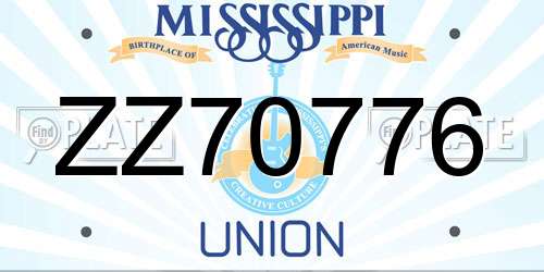 ZZ70776 Mississippi License Plate