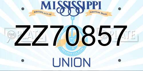 ZZ70857 Mississippi License Plate