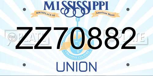 ZZ70882 Mississippi License Plate