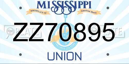 ZZ70895 Mississippi License Plate